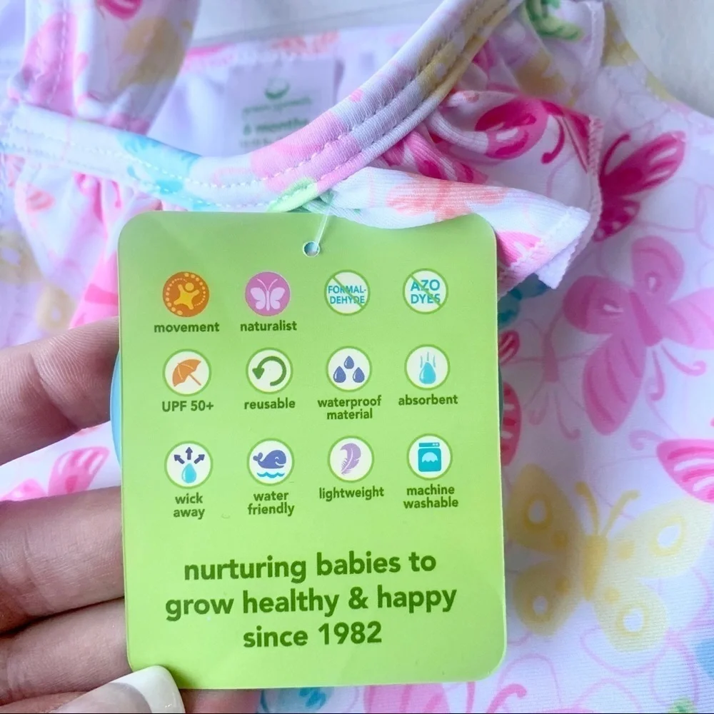 Green sprouts infant swim diaper suit floral 6 mo